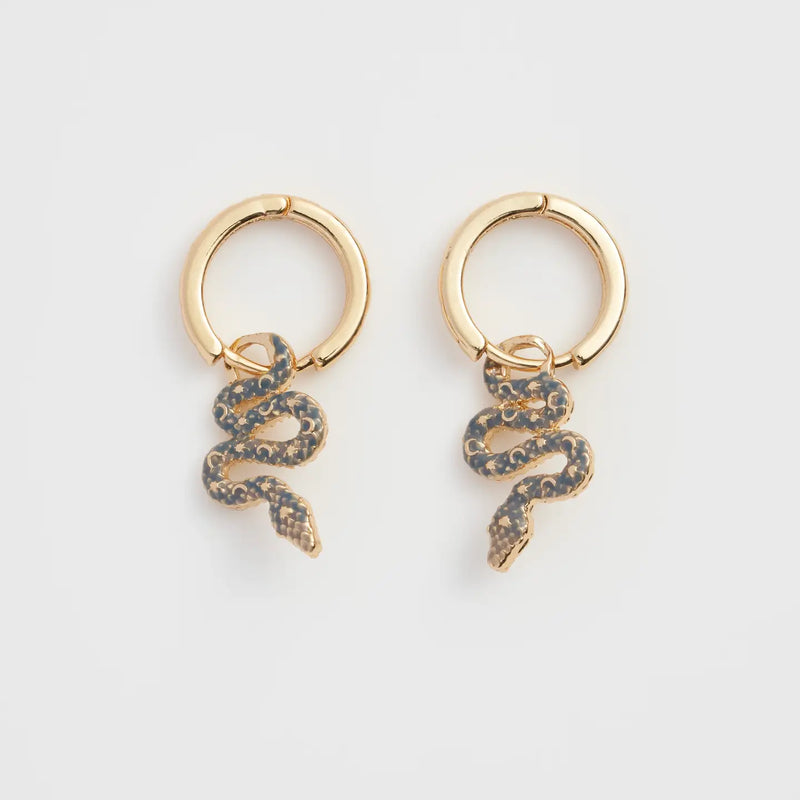 Boucles d’oreilles Fable England – Serpent céleste émaillé en plaqué or