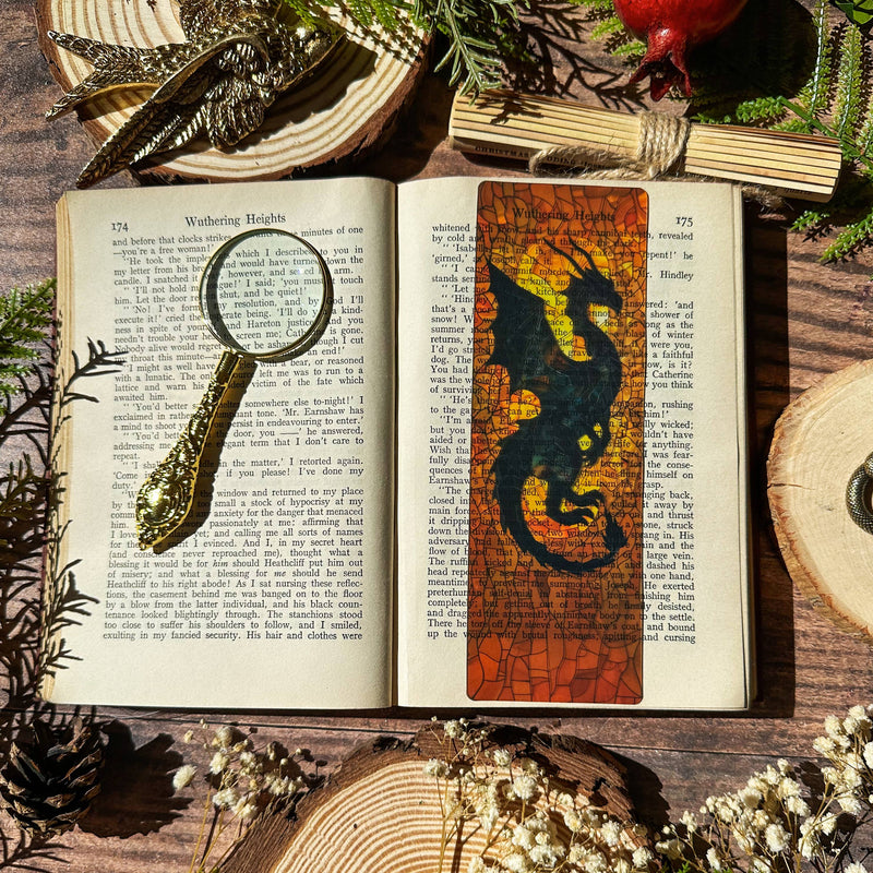 Marque-page vitrail – Dragon flamboyant - Collection Sonnet & Fable