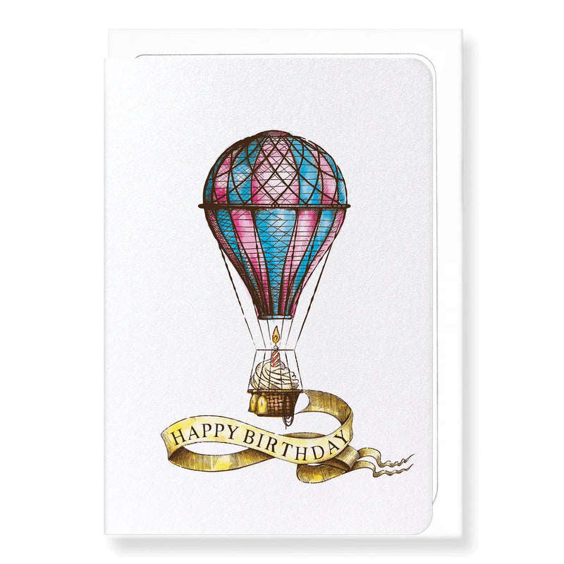 Carte d’anniversaire Montgolfière – Illustration vintage