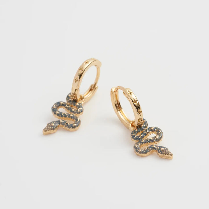 Boucles d’oreilles Fable England – Serpent céleste émaillé en plaqué or