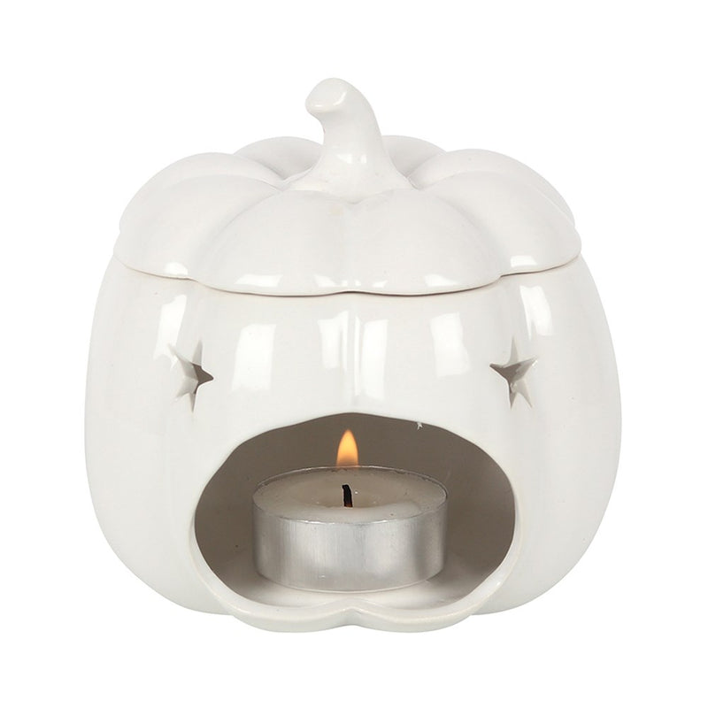 Brûle-parfum citrouille blanche en céramique