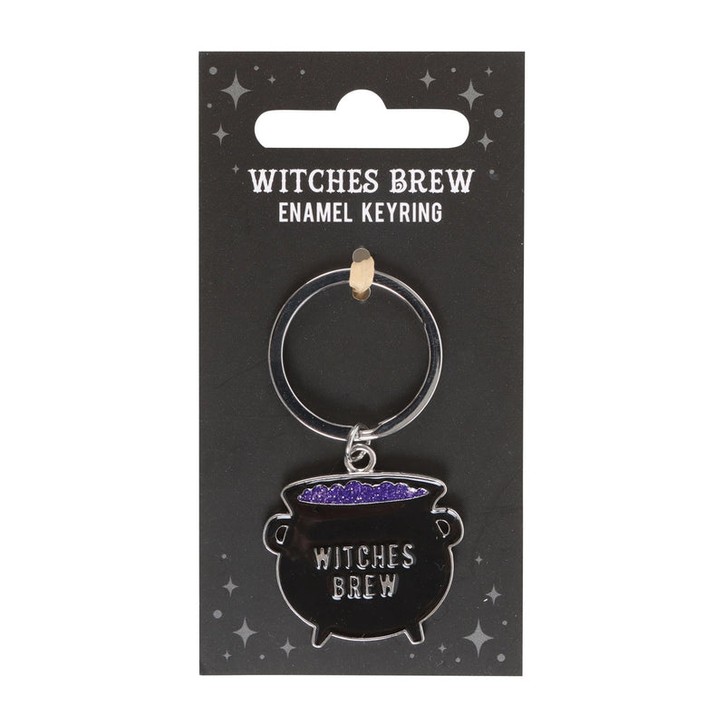 Porte-clés chaudron “Witches Brew” – Métal émaillé noir et violet pailleté
