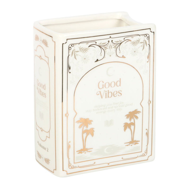 Vase Livre Blanc « Good Vibes » en Céramique – Collection The Book Club