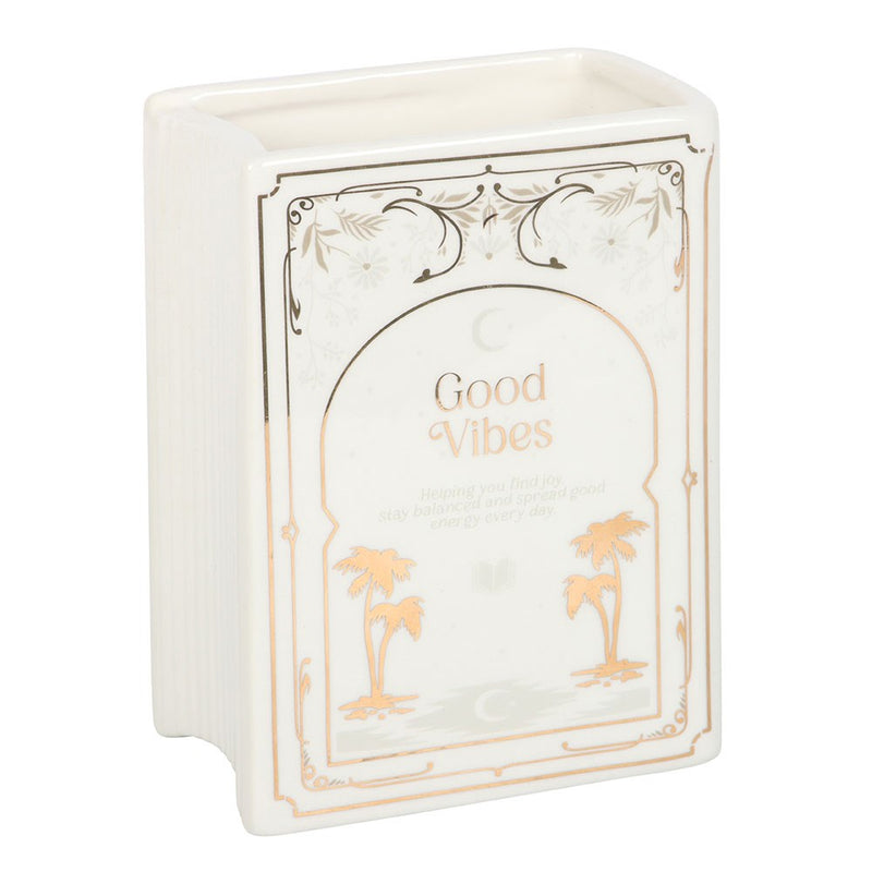 Vase Livre Blanc « Good Vibes » en Céramique – Collection The Book Club