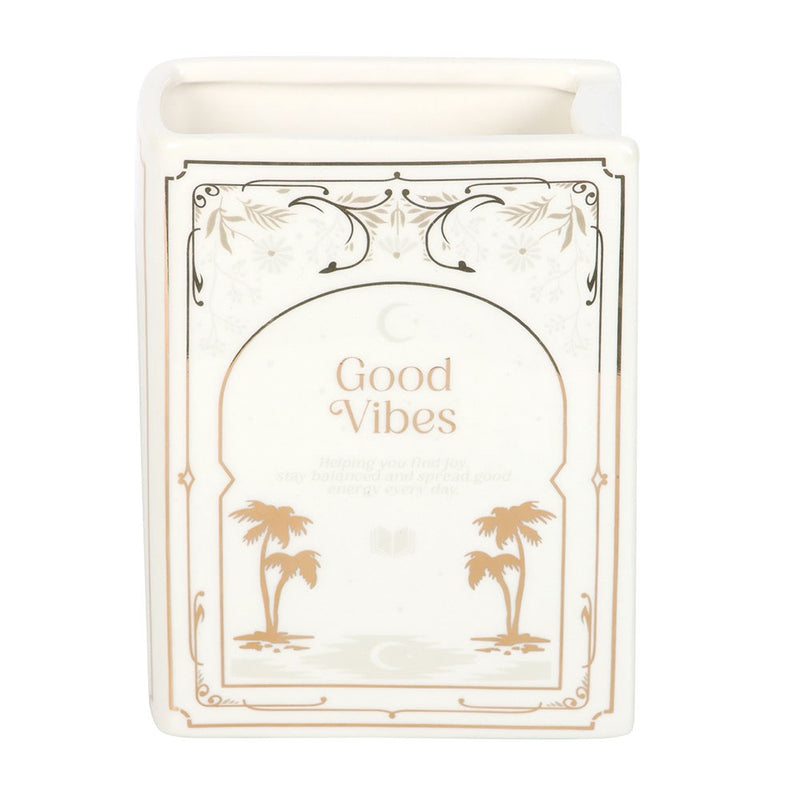 Vase Livre Blanc « Good Vibes » en Céramique – Collection The Book Club