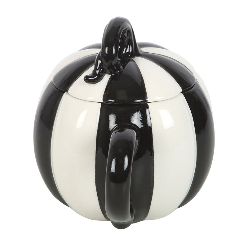 Mug Citrouille Rayé Noir et Blanc avec Couvercle