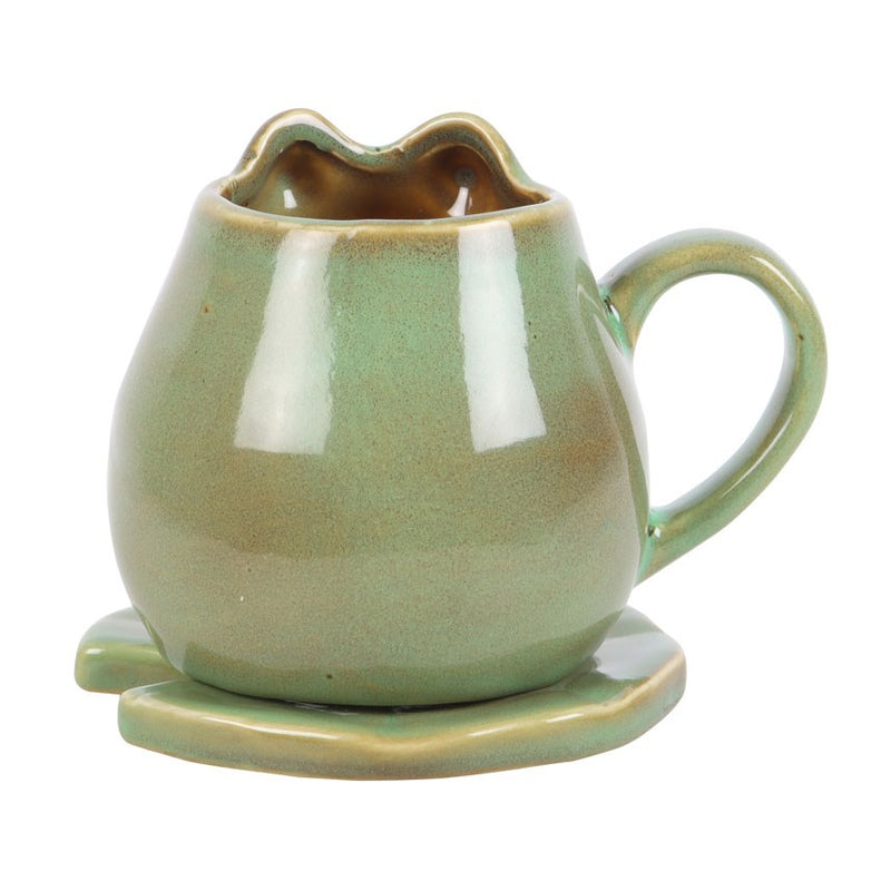 Tasse grenouille en céramique – avec soucoupe assortie