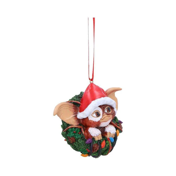 Décoration de Noël Gremlins – Gizmo avec couronne lumineuse et bonnet de Père Noël