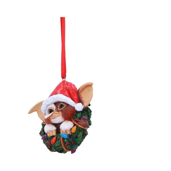 Décoration de Noël Gremlins – Gizmo avec couronne lumineuse et bonnet de Père Noël