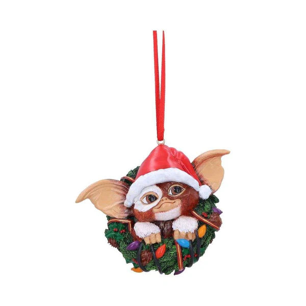 Décoration de Noël Gremlins – Gizmo avec couronne lumineuse et bonnet de Père Noël