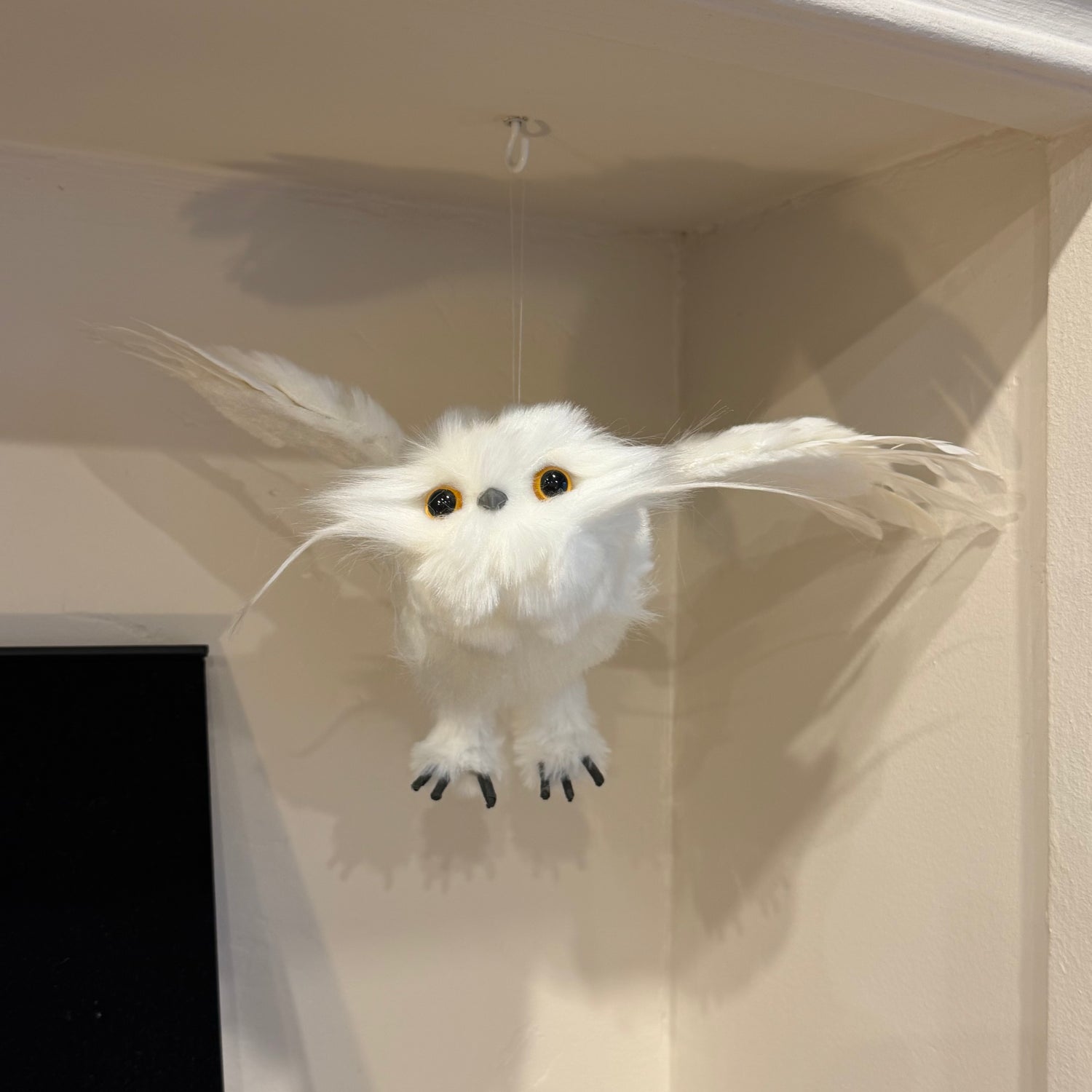 Chouette blanche décorative à suspendre – Ailes déployées 30 cm