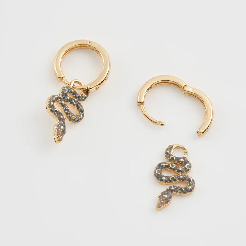Boucles d’oreilles Fable England – Serpent céleste émaillé en plaqué or