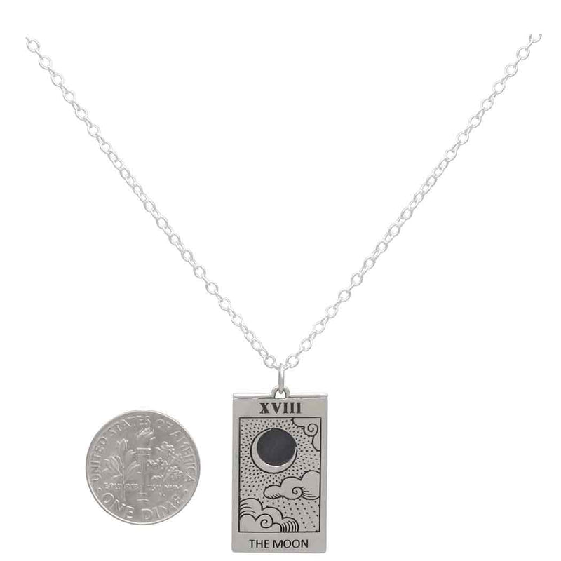 Collier Carte de Tarot – The Moon (La Lune) – Argent Massif Recyclé