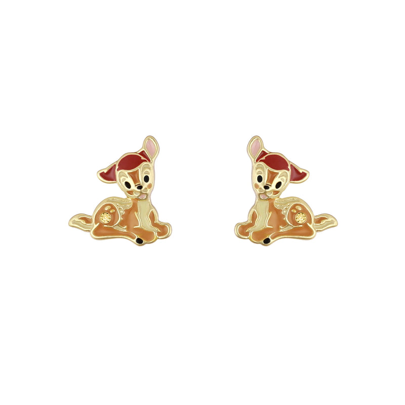 Boucles d'oreilles Bambi en plaqué or emaillé Disney