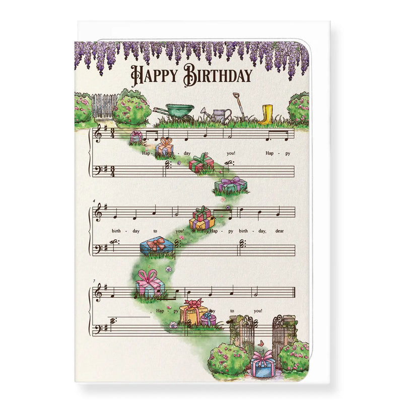 Carte d’anniversaire illustrée - Partition Happy Birthday