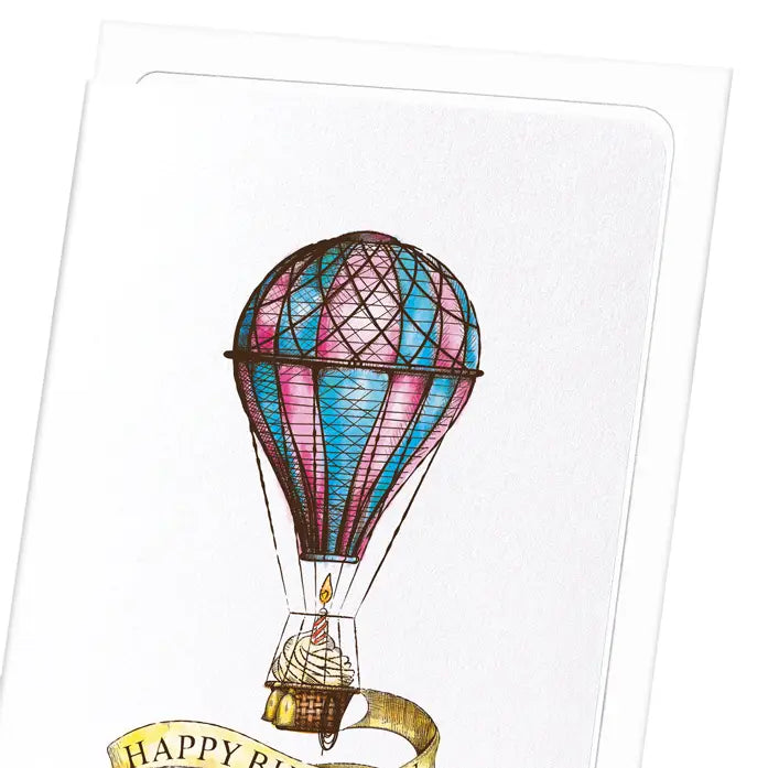 Carte d’anniversaire Montgolfière – Illustration vintage