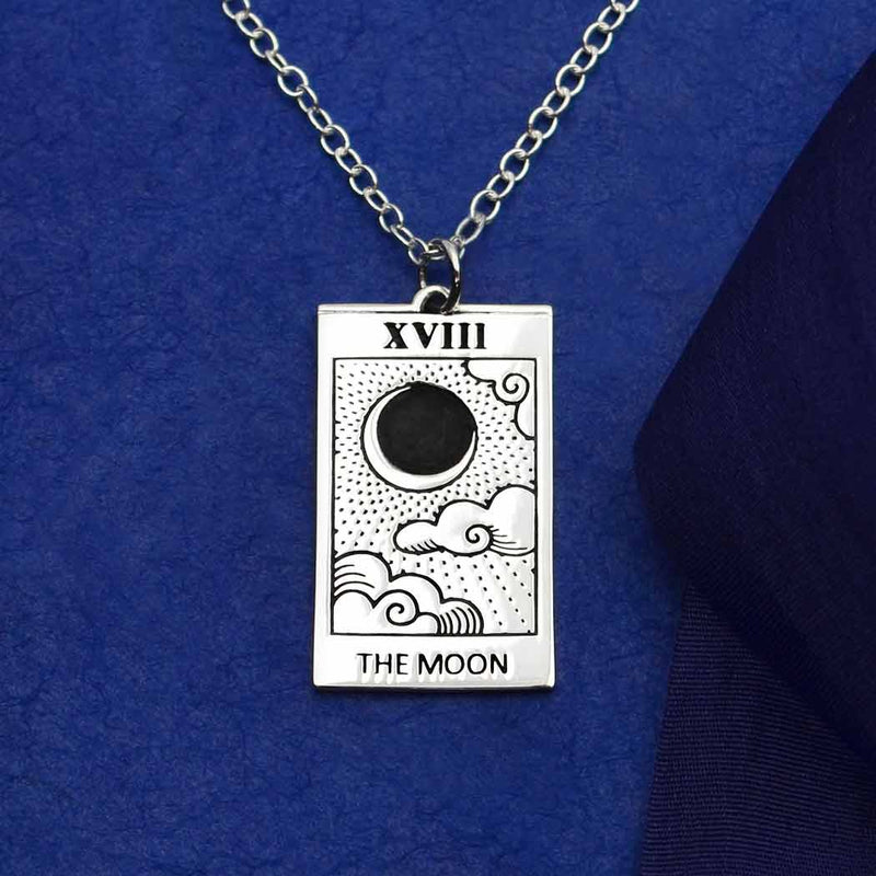 Collier Carte de Tarot – The Moon (La Lune) – Argent Massif Recyclé