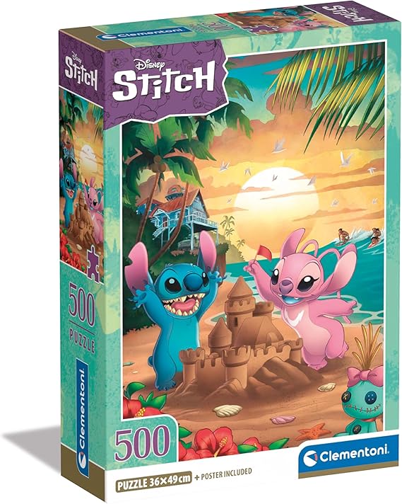 Puzzle Disney Stitch – Château de sable au coucher du soleil – 500 pièces