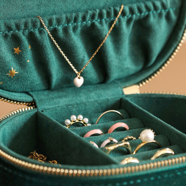 Boîte à bijoux velours vert constellations et astres