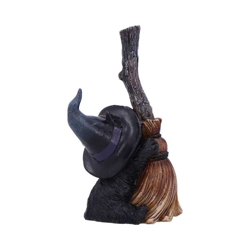 Figurine Chat Noir Gardien de Balai – Chapeau de Sorcière & Pentacle