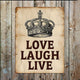 Plaque en métal style vintage - Couronne Aimer Rire Vivre