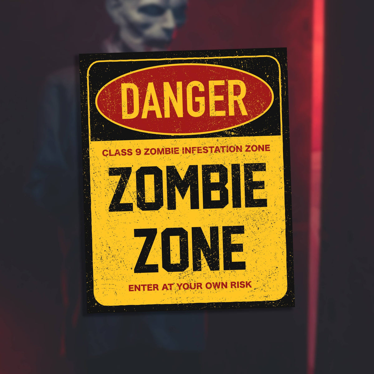Plaque en métal DANGER Zombie Zone