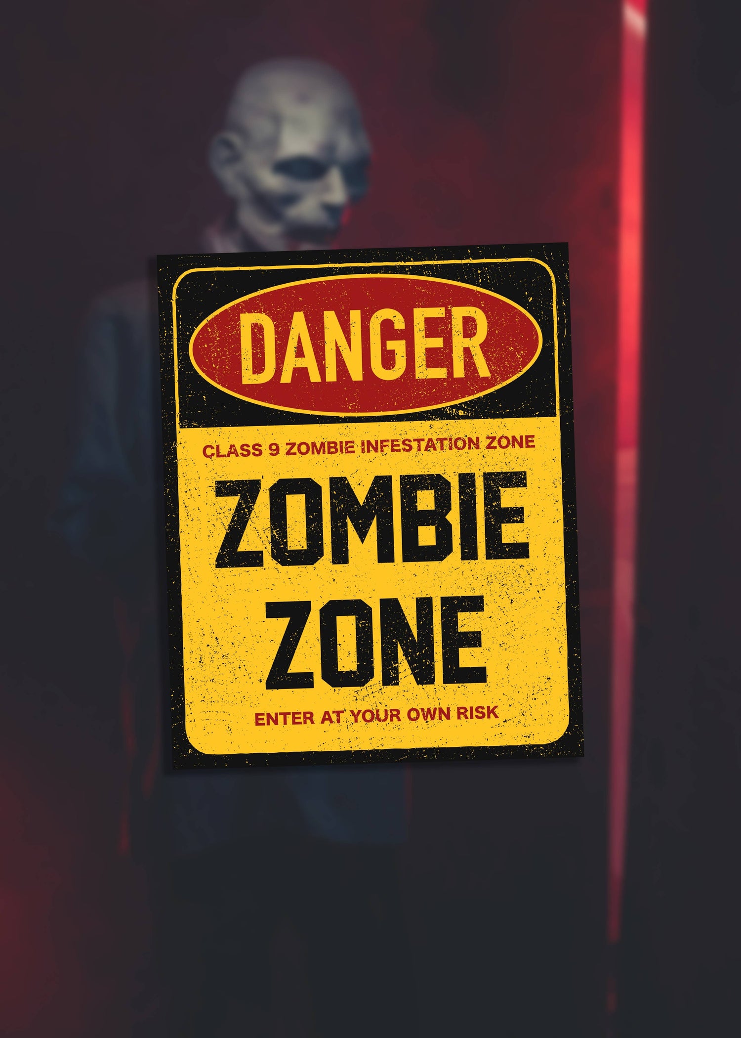 Plaque en métal DANGER Zombie Zone