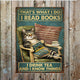 Plaque métallique « Read books, drink tea, know Things » avec chat