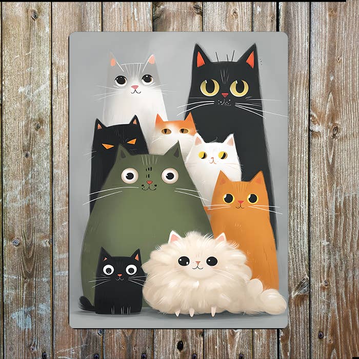 Plaque en métal Famille de chats