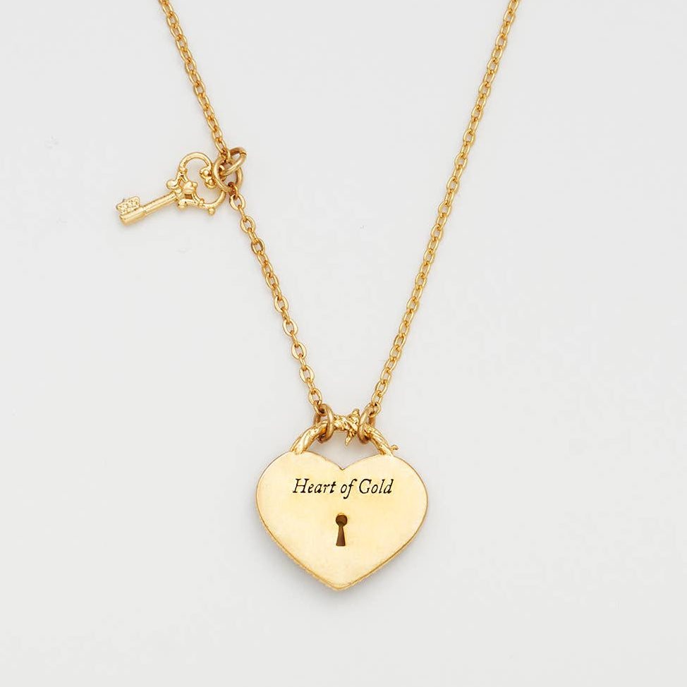 Collier Eve cœur Cadenas et clé - Fable England - plaqué or