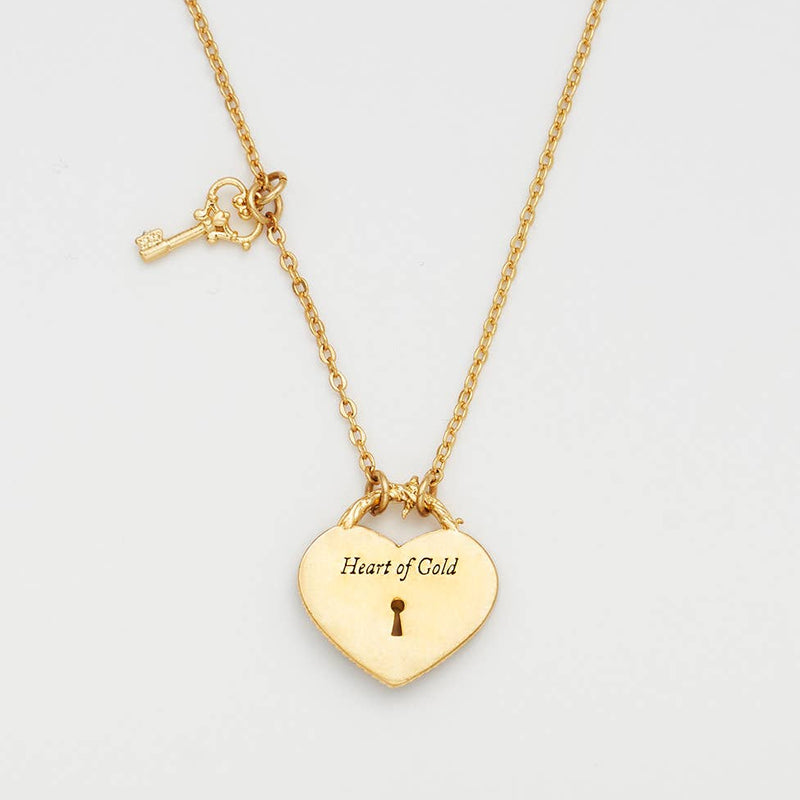 Collier Eve cœur Cadenas et clé - Fable England - plaqué or