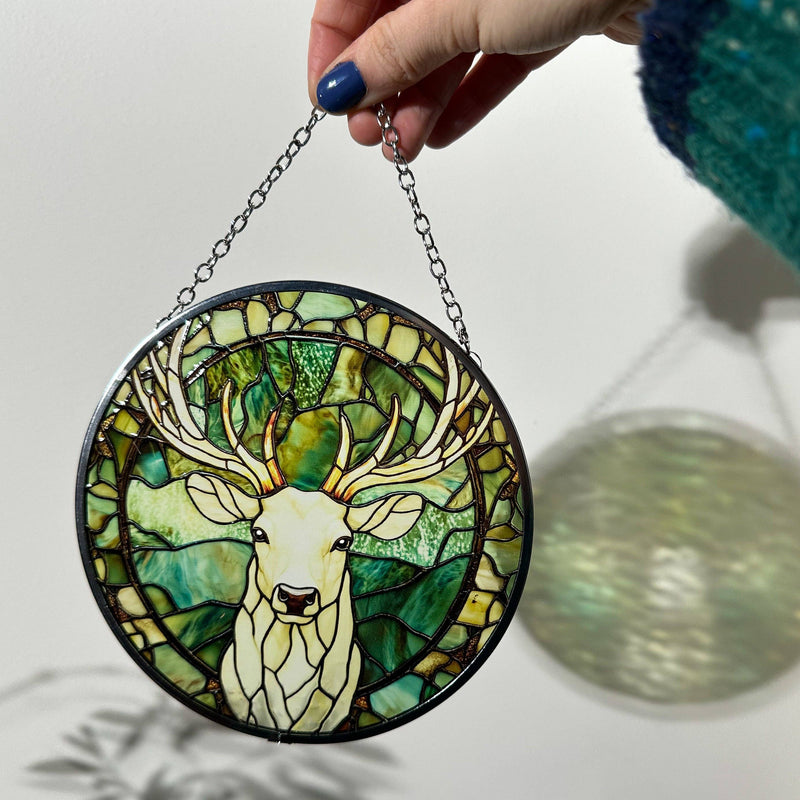 Attrape soleil « Cerf des Bois » – Effet vitrail en verre