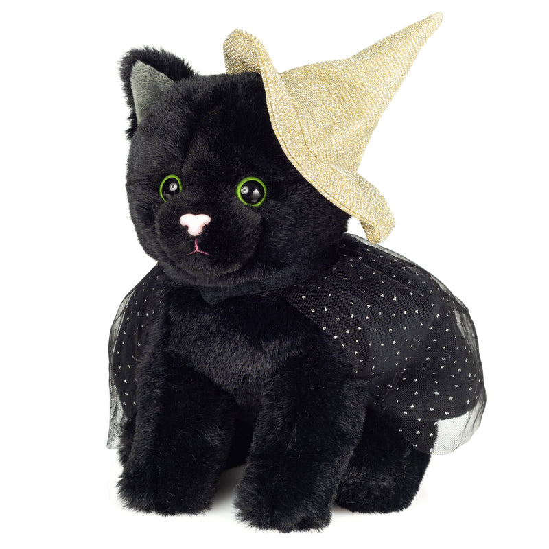 Peluche Teddy Hermann – Chat d’Halloween avec chapeau scintillant – 20 cm