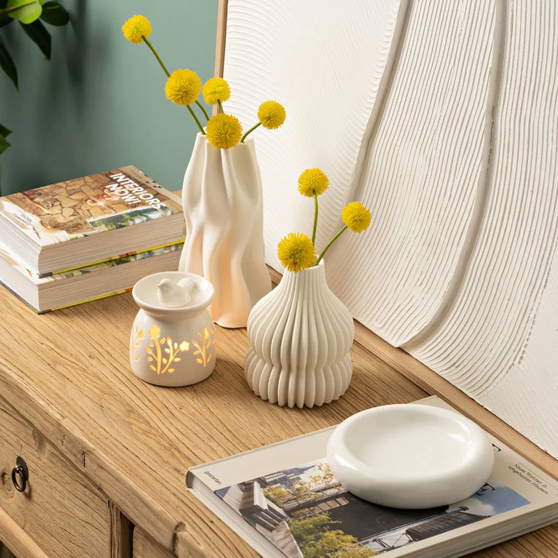 Brûle-parfum à huile et fondants en céramique – Oiseau décoratif blanc