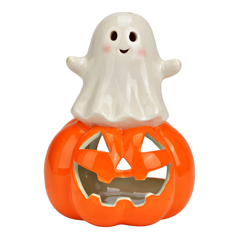 Photophore Halloween en céramique – Citrouille et Fantôme