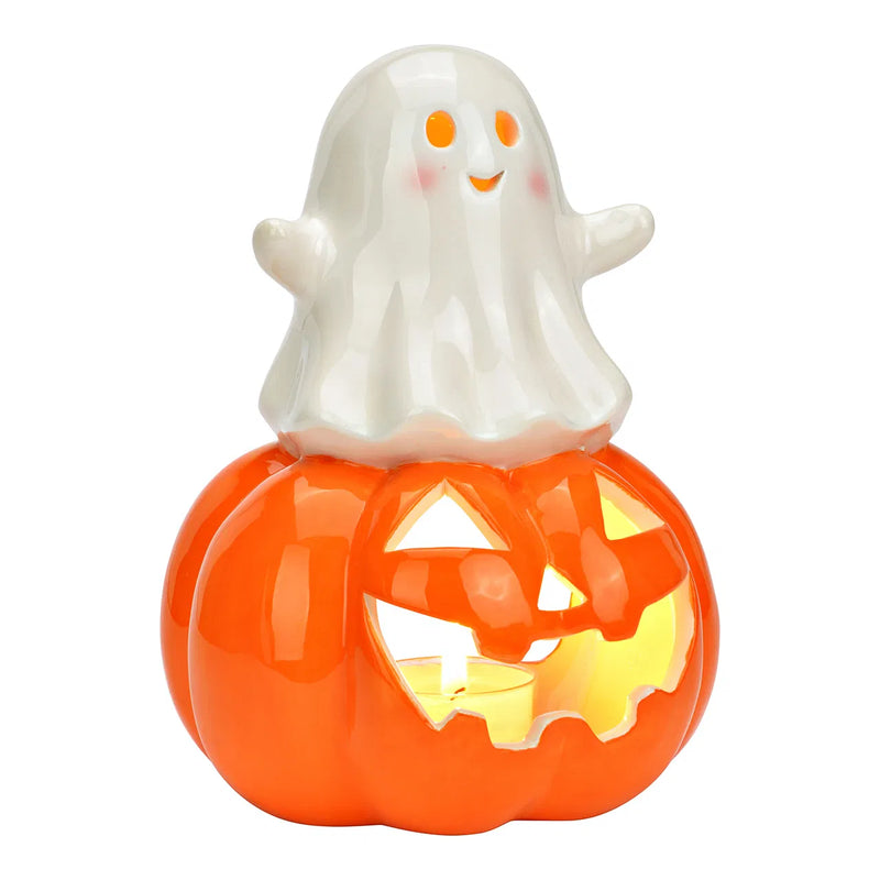 Photophore Halloween en céramique – Citrouille et Fantôme