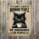 Plaque métallique « I Don't Like Morning People Or Cat Coffee »