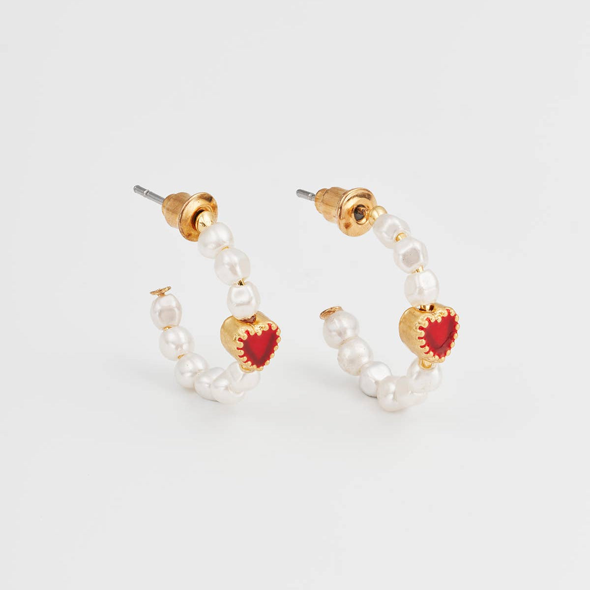 Boucles d’Oreilles Créoles Coeur et perles – Fable England