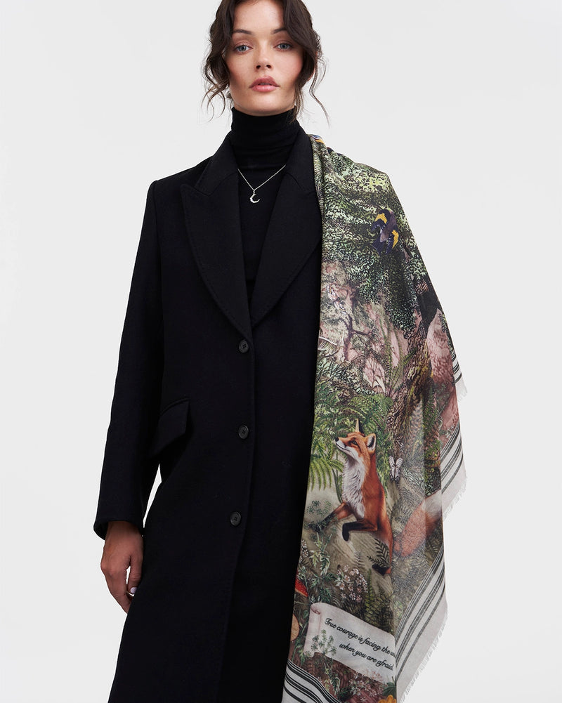 Écharpe Woodland Tales – Renard, Cerf & Forêt Enchantée – Fable England