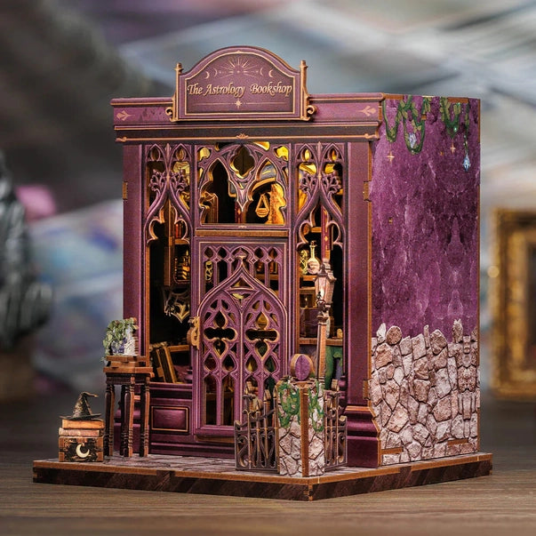 Book Nook Librairie d’Astrologie – Serre-livre miniature à assembler avec LED