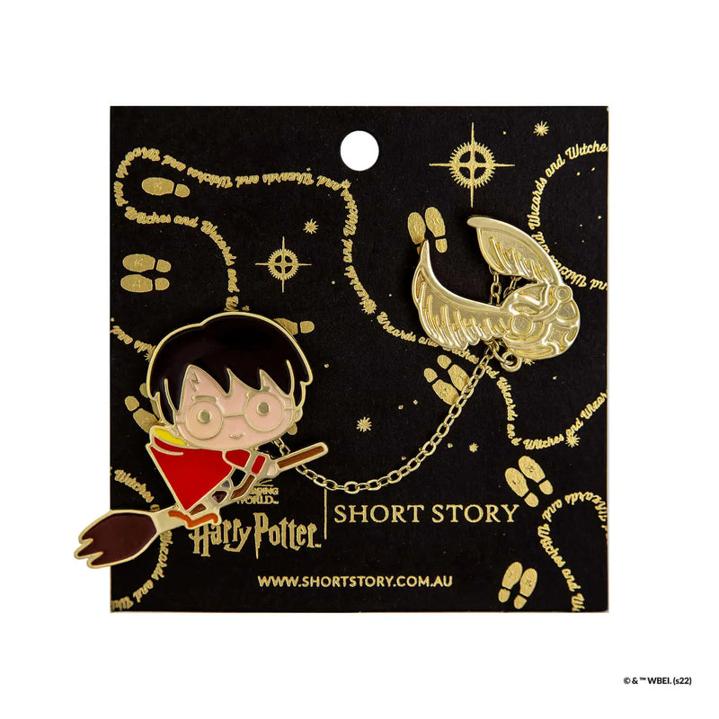 Duo de Pin’s Harry Potter – Harry & Vif d’or avec chaîne