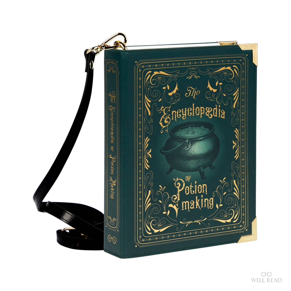 Sac à main L’Encyclopédie de la Fabrication de Potions – Sac livre vert style grimoire
