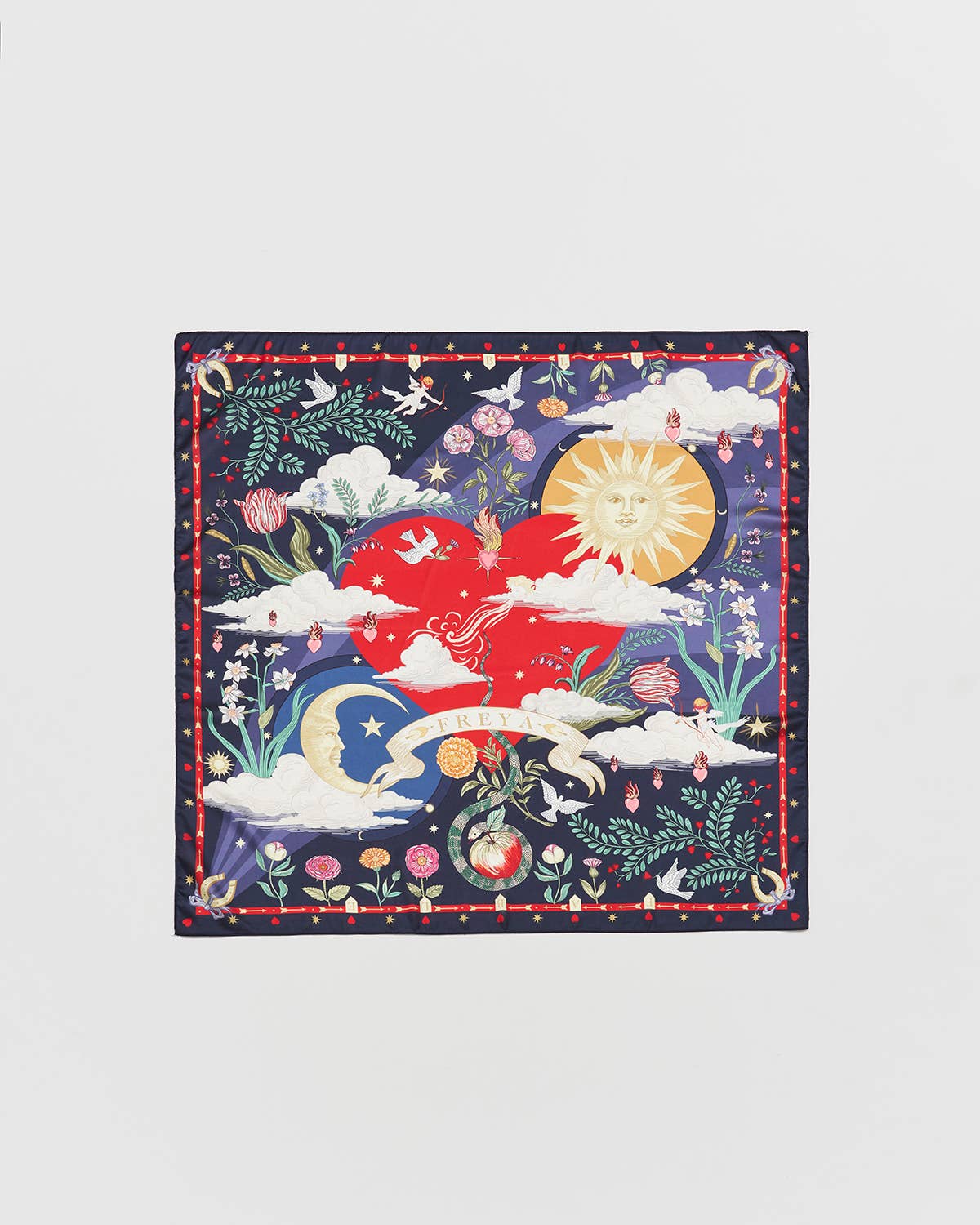 Foulard carré narratif Freya marine - Fable England