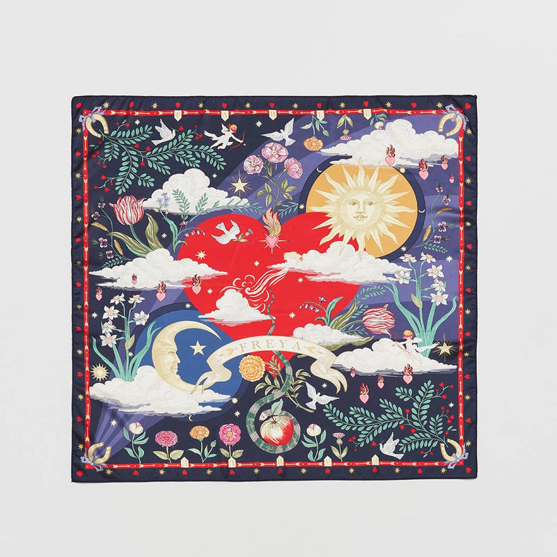 Foulard carré narratif Freya marine - Fable England