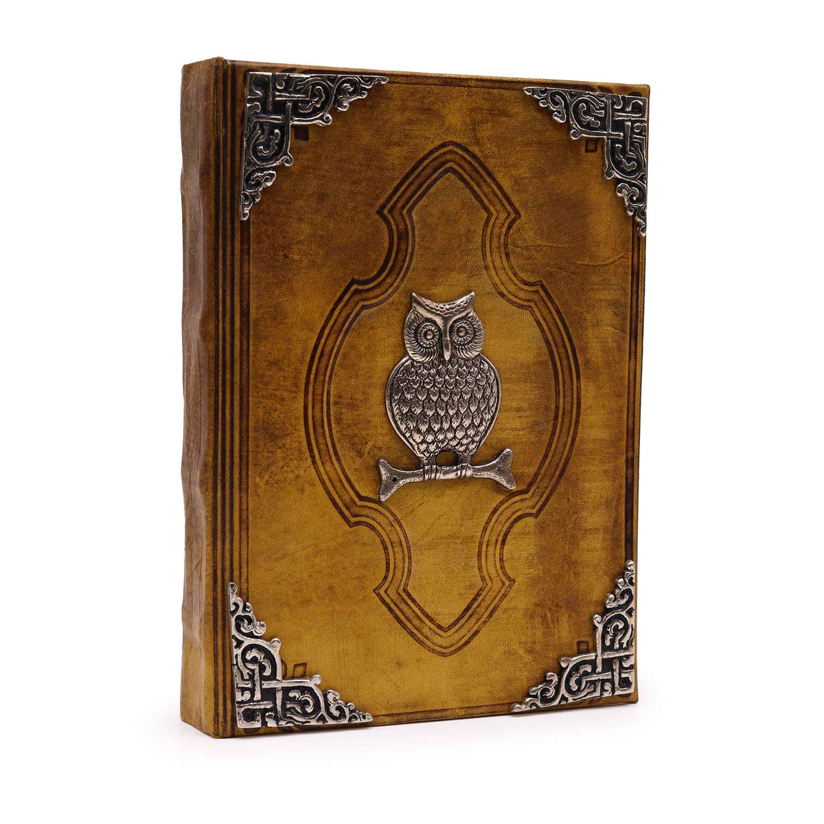 Grimoire en cuir et zinc - Hibou – 200 pages style ancien