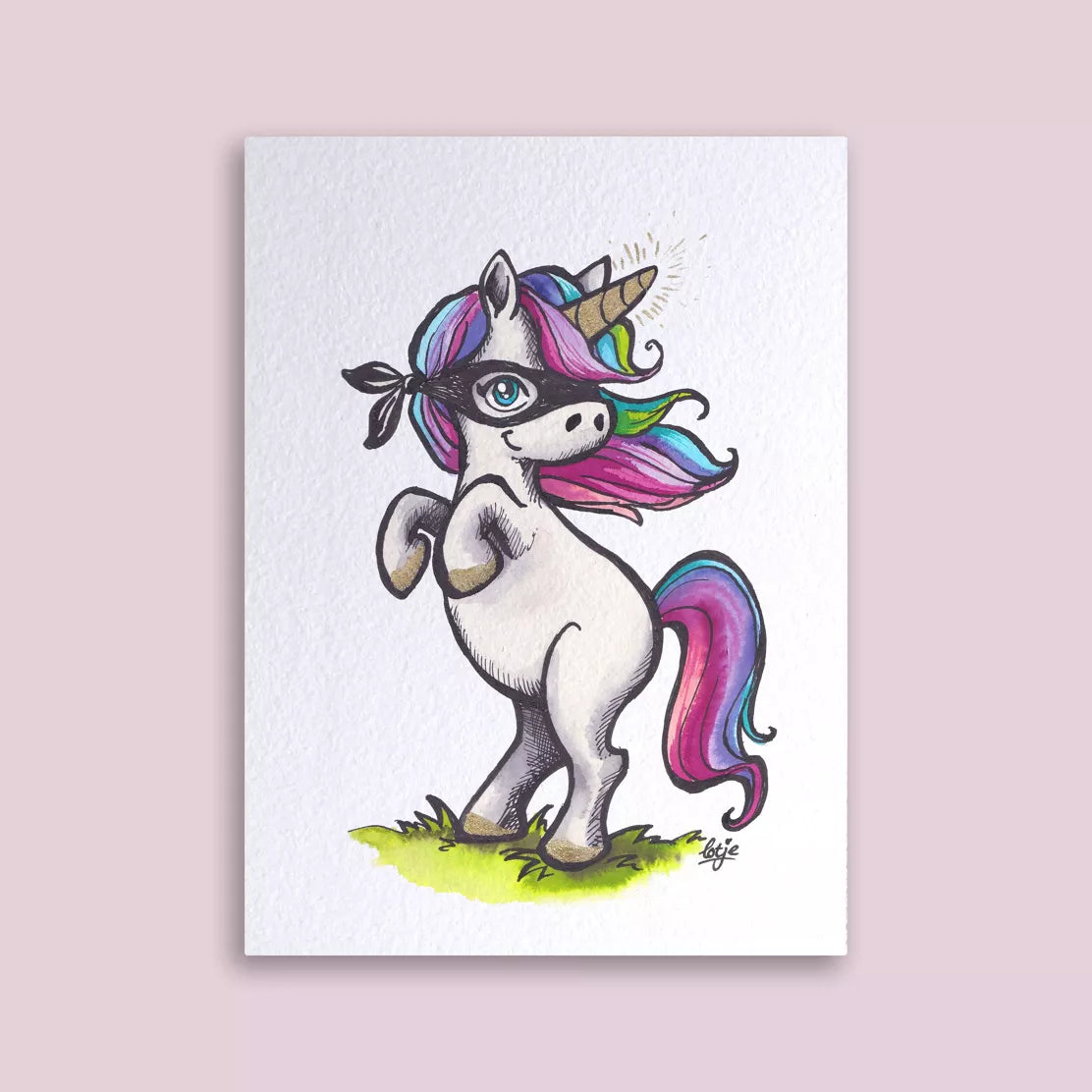 Carte postale Licorne masquée