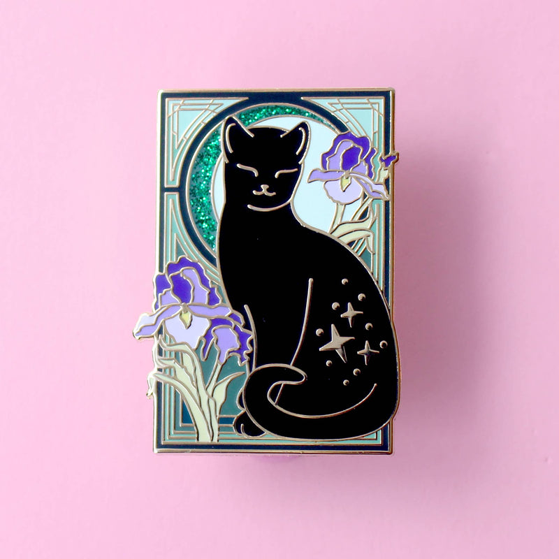 Pin’s Chat Noir & Iris – Collection Art Nouveau