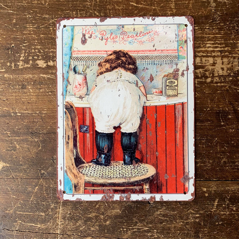 Plaque en métal victorienne pour salle de bain enfant