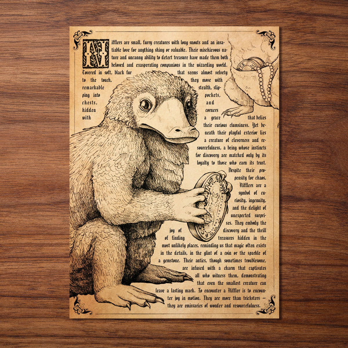 Carte postale vintage « Créature enchanteresse n°3 » – Vieille encyclopédie