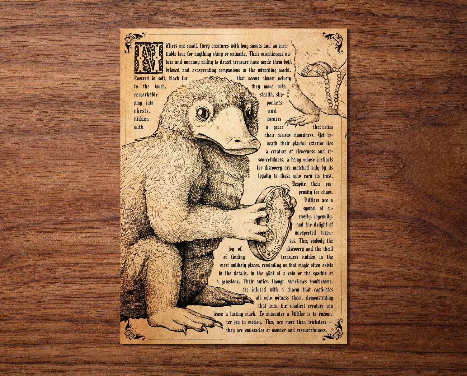 Carte postale vintage « Créature enchanteresse n°3 » – Vieille encyclopédie